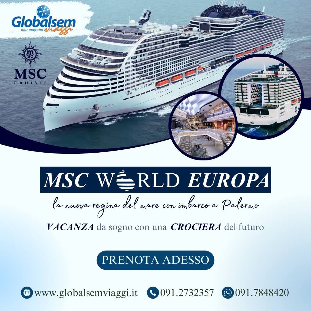 MSC WORLD EUROPA, con imbarco da Palermo